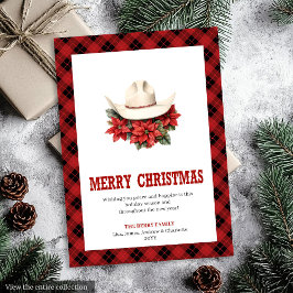 Cartão De Festividades Western Christmas card farmhouse plaid design