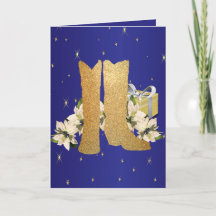 Western Cowboy Boots Poinsettias Gifts Feriado