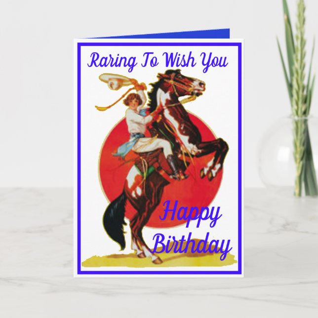Cartão De Festividades Western Cowgirl Horse Happy Birday (Frente)