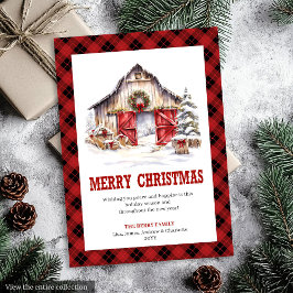 Cartão De Festividades Western holiday card buffalo plaid country