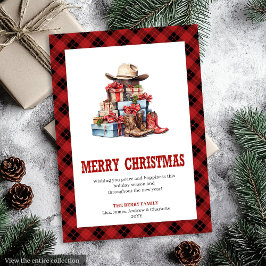 Cartão De Festividades Western holiday card buffalo plaid typography