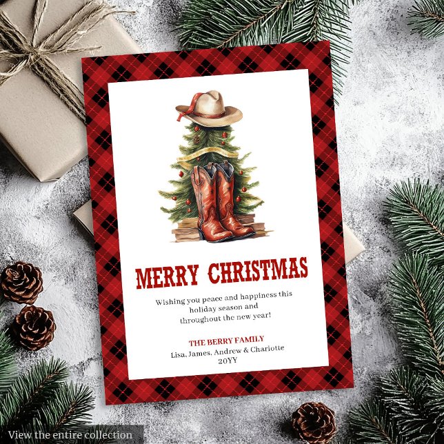 Cartão De Festividades Western holiday card buffalo plaid wild west (Western holiday card buffalo plaid wild west

)