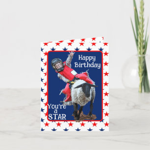 Cartão De Festividades Western Rodeo Cowboy Cowgirl Mutton Busting Birthd