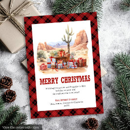 Cartão De Festividades Western Tartan Plaid Rustic Christmas Card