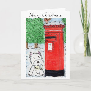 Cartão De Festividades Westie Christmas Card Watecolor art design