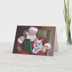 Cartão De Festividades Westie Christmas Stories With Santa Greeting Card