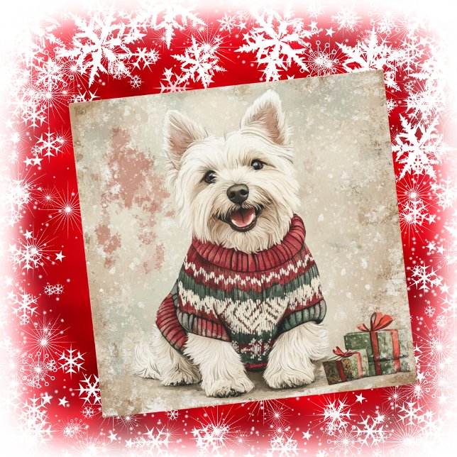Cartão De Festividades Westie Christmas Sweater (Criador carregado)
