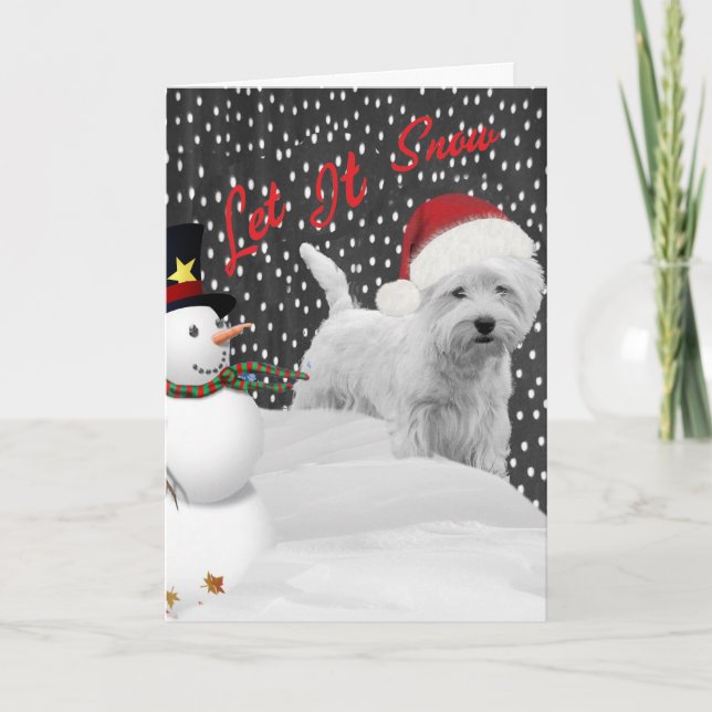 Cartão De Festividades Westie Deixe Nevar (Frente)