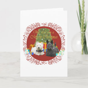 Cartão De Festividades Westie e Scottie Feliz Natal