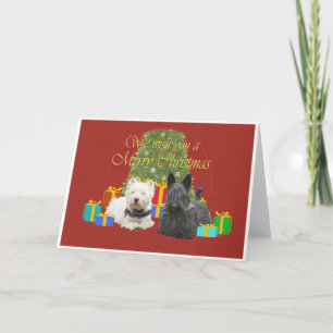 Cartão De Festividades Westie e Scottie Feliz Natal