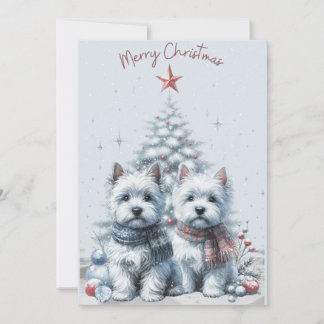Cartão De Festividades Westie Pair Merry Christmas Card