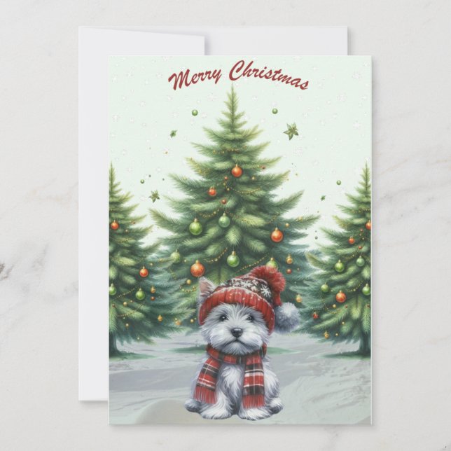 Cartão De Festividades Westie Puppy Merry Christmas Card (Frente)