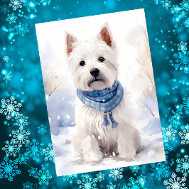 Cartão De Festividades Westie Winter Snow