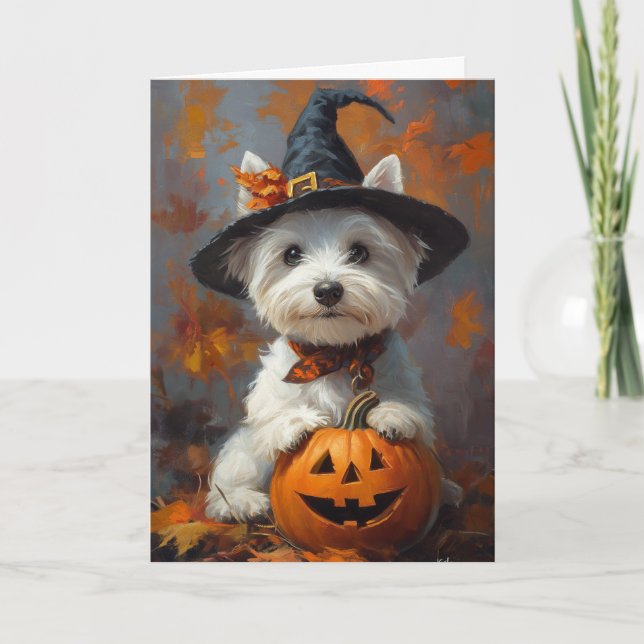Cartão De Festividades Westie Witch Halloween (Frente)