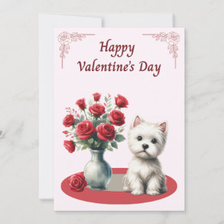 Cartão De Festividades Westie with Roses Valentine's Card