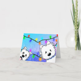 Cartão De Festividades Westies de Natal KiniArt