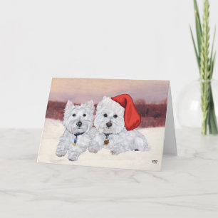 Cartão De Festividades Westies no Inverno