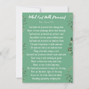 Cartão De Festividades What God Hath Promised (Light Green) Flat Card