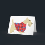 Cartão De Festividades Wheaten Scottish Terrier Sweater<br><div class="desc">Criado das minhas pinturas originais, os Terriers escoceses vestem suéteres decorativos! Venha ver os vários designs do meu Compro e escolha entre cores de casaco preto ou de roda e personalize como quiser com a nossa ferramenta Editar fácil de usar! Adicione a legenda perfeita e comprar uma camisa Scottie, um...</div>