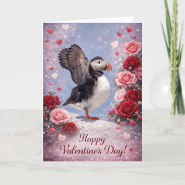 Cartão De Festividades Where Love Takes Wing – Puffin Valentine’s Day