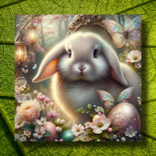 Cartão De Festividades Whimsic Art Nouveau Fantasy Lop Páscoa Bunny
