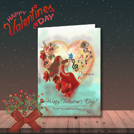 Cartão De Festividades Whimsic Women tocando placa de música