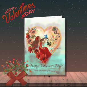 Cartão De Festividades Whimsic Women tocando placa de música