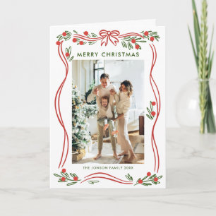 Cartão De Festividades Whimsical 5 Photo Boho Red Christmas Arco Ribbon