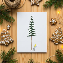 Cartão De Festividades Whimsical Big Christmas Tree Snowy Holiday Card