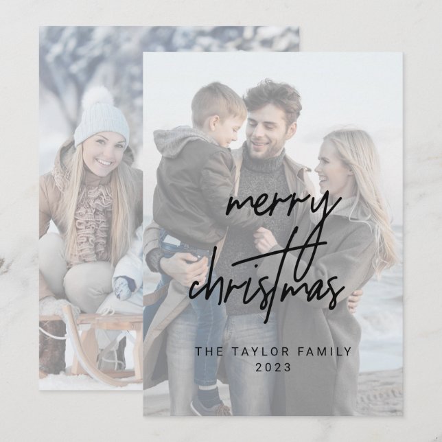 Cartão De Festividades Whimsical Black Felry Natal 2 Fotos Verticais (Frente/Verso)