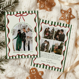 Cartão De Festividades Whimsical Bow Merry Christmas Family Photo