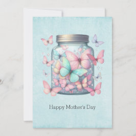 Cartão De Festividades Whimsical Butterflies in a Jar Mother's Day