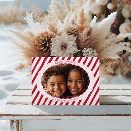 Cartão De Festividades Whimsical Candy Cane Stripe Holiday Photo Card