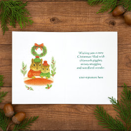 Cartão De Festividades Whimsical Chipmunk Christmas Greeting Card