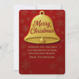 Cartão De Festividades Whimsical Christmas Bell & Holly Photo