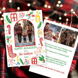 Cartão De Festividades Whimsical Christmas Cute Custom Arch 3 PHOTO