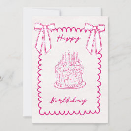 Cartão De Festividades Whimsical Coquette Pink Birthday Card