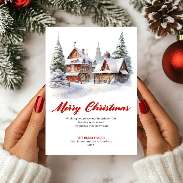 Cartão De Festividades Whimsical Cozy Holiday Scene Greeting Card (Whimsical Cozy Holiday Scene Greeting Card)