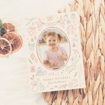 Whimsical Doodle Foto de Natal Moderno