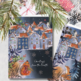 Cartão De Festividades Whimsical Fox Greetings from the Nordic Village