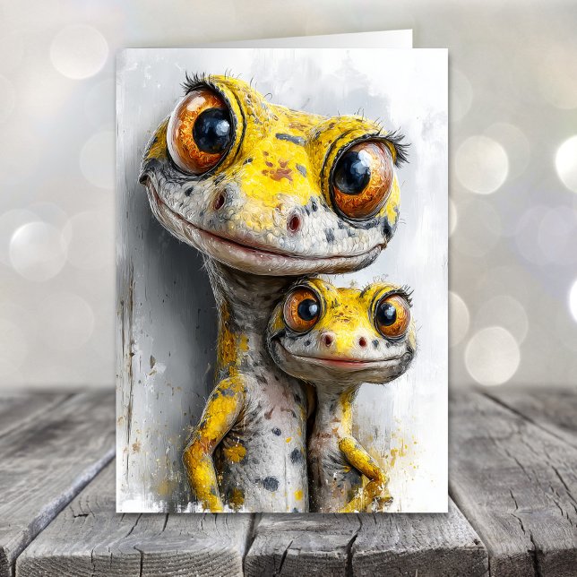 Cartão De Festividades Whimsical Geckos Father's Day (Criador carregado)