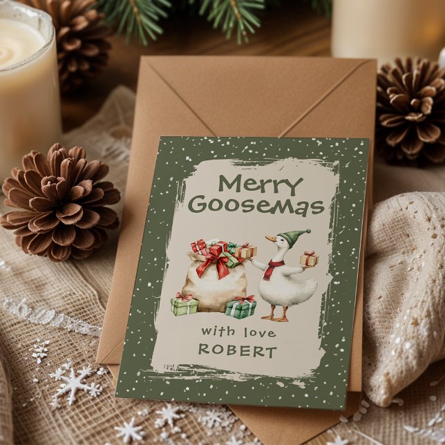 Cartão De Festividades Whimsical Goose Classroom Christmas (Criador carregado)