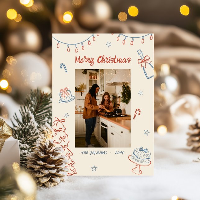 Cartão De Festividades Whimsical Hand Desenhou Feliz Foto Da Família De N (Criador carregado)