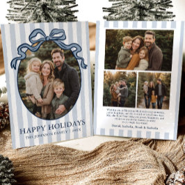 Cartão De Festividades Whimsical Hand Drawn Coquette Bow Family Photo