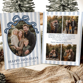 Cartão De Festividades Whimsical Hand Drawn Coquette Bow Family Photo