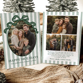 Cartão De Festividades Whimsical Hand Drawn Coquette Bow Family Photo