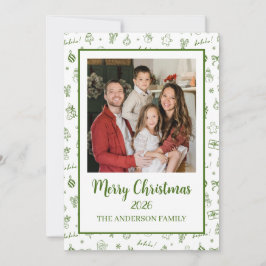 Cartão De Festividades Whimsical Hand Drawn Doodle Green