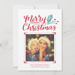 Cartão De Festividades Whimsical Hand Lettered Christmas Photo