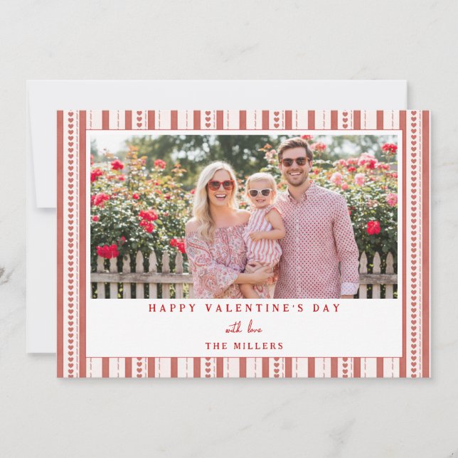 Cartão De Festividades Whimsical Hearts Happy Valentine's Day Photo Card (Frente)