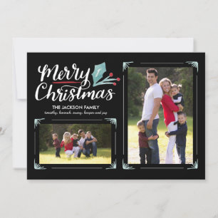 Cartão De Festividades Whimsical Holly 2-Photo Natal